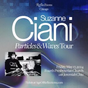 Suzanne Ciani Instagram - Chicago! On Friday, May 17, Suzanne Ciani brings her Particles & Waves Tour to your city, presented by immersive series Age of Reflections (@ageofreflections). 

Each night, Suzanne combines live Buchla improvisation with themes from Seven Waves, her dreamy 1984 solo LP. It’s alternately melodic, noisy, tranquil, and visceral… in other words, a breathtaking experience, presented in quadraphonic sound, paired with a projection-mapped light show. 

Tickets on sale now at our 🔗 in bio. 

⎐ CHICAGO 
Friday, May 17
Fourth Presbyterian Church
w/ Jeremiah Chiu
↳ presented with Empty Bottle

🌊🌊🌊🌊🌊🌊🌊 

📷: 1) Seven Waves-era Suzanne in her studio, 2) Suzanne live at Reflections by John Vogler, 3) album art, 4) tour flyer