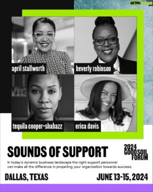 T.D. Jakes Instagram - Join us at Good Soil Forum 2024 for "Sounds of Support" 

Get ready to learn from four extraordinary and seasoned administrative support experts and founders. We're in for a treat with this one! 🌱

Discover how the backbone of every business lies in having the right personnel. 

This session will show you how to take your business to the next level with the right team. Featuring phenomenal seasoned founders and experts, including:
* April Stallworth, Chief of Staff, TDJ Enterprises LLP
* Beverly Robinson, Senior Executive Assistant, T.D. Jakes Ministries
* TeQuila Cooper-Shabazz, CEO/Managing Director, Qui Virtual Support Solutions, LLC
* Erica Davis, Founder, Annie Admin

#GoodSoilForum #HustletoHarvest #Dallas #Texas #Entrepreneurship