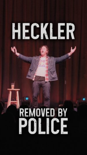 T.J. Miller Instagram - Heckler removed by police 👮‍♀️ 😮 

… but wait, there’s more! 
⛓️ in Bio

#tjmiller #heckler #policeescort #crowdwork