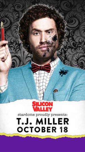 T.J. Miller Instagram - 🍏 TICKET SELL OUT ALERT
Comedian, actor and podcaster @teenagemillionaire returns to the StarDome for one night only on October 18! Tickets always sell out quickly, so grab tix while you can, Birmingham. Calendar link in bio.
 
#stardome #birmingham #hooveral #comedyclub #jokes #standup #comedy