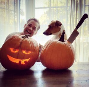 T.R. Knight Instagram - I asked Traveler to help me carve pumpkins since Patrick’s away for work… I think the wrong human left.