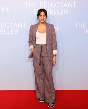 Taj Atwal Instagram - Valentines with my Palentine. Thank you so much @appletv 🎞️

Gorgeous treats
Suit @me_andem 
Air Jordans @presentedby @haddonpr_music 
Necklace @sifjakobsjewellery