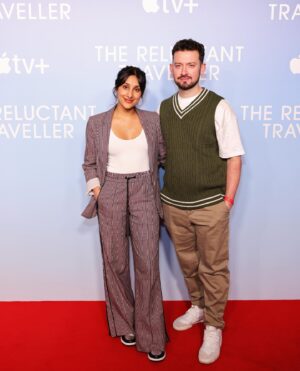 Taj Atwal Instagram - Valentines with my Palentine. Thank you so much @appletv 🎞️

Gorgeous treats
Suit @me_andem 
Air Jordans @presentedby @haddonpr_music 
Necklace @sifjakobsjewellery
