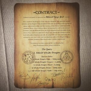 Taliesin Jaffe Instagram - A contract for the hunting of one white dragon #criticalrole