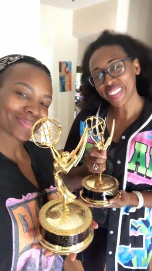 Tamberla Perry Instagram - The EMMYS are tomorrow night And in the spirit of thes awards take a look at these Emmys that I get to hold and look at quite often.  My big blood sister @deshongperry is a 3x Emmy winner!!! I sure do hope to add a fourth to our family soon!!! It runs in the family yall!

@televisionacad 

#emmys #sister #soror #televisionacademy #journalism #reelsinstagram #fyp