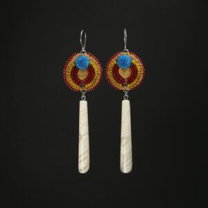 Tania Larsson Instagram - New drop tonight at 6pm MT!

Vintage red whitehearts, Cheyenne pink, greasy yellow and greasy blue beads are some of my favourite beads!

I consider my work “extreme slow fashion” because it starts on the land; from cleaning the skins, tanning the hides, washing then dyeing caribou hair, beading and tufting the pieces, hand cutting the horn or antler then sanding and polishing them for each pieces to hand making my ear wire.

Like always this is a small drop so if you have a tried for a while to get a piece with no luck make sure to send me a message with your email address for a not-so-secret drop 🤫 soon. Until then see you tonight on my website ❤️

#gwichinfinejewellery #cariboutufting #vintagebeads #muskoxhorn #moosehide
