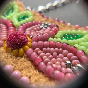 Tania Larsson Instagram - Getting ready to release some new pieces 🥰 make sure you’re subscribed to my newsletter!

I love using these very special and rare vintage/antique beads in my pieces. Tiny pieces of art and history to adorn yourself with.

#vintagebeads #gwichinfinejewellery #beadwork #indigenousartist #moosehide #cariboutufting