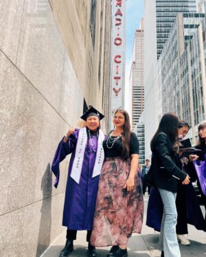 Tania Larsson Instagram - This is my love Razelle Benally graduating from NYU Tisch with her MFA this past month!

I’m extremely proud of her massive accomplishment not only did she survive the pendemic while in graduate school but she also had to work full time in two jobs as a writer on Dark Winds, and a director for the @showtime documentary series Murder in Big Horn while a full time student to be able to graduate.

She was nominated by her faculty with the honour to lead them during the salute ceremony as the banner bearer for the Maurice Kanbar Institute of Film and Television. She was also recognized in the speech of the president of her school during the ceremony and we screamed way too loud in joy when we heard her name out loud!

You can count on your fingers how many Indigenous people have graduated from this prestigious program and I’m so proud of her for honouring her gifts and working so hard for this accomplishment. I would also like to thank the faculty who saw her talents and pushed her to get even better!

Congratulations my love for graduating with the class of 2023 💜💜 #nyutisch #nyuclassof2023
