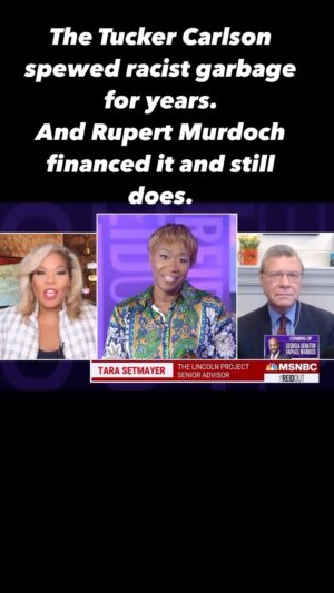 Tara Setmayer Instagram - Tucker Carlson spewed racist garbage on FoxNews for years without consequences. Rupert Murdoch financed it and still does for ratings. The damage this propaganda has done to the country is immeasurable. 
I also dragged Kevin McCarthy at the end of this @thereidout segment! 😎#keepingit100
