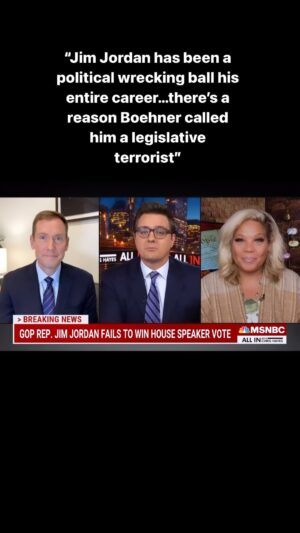 Tara Setmayer Instagram - Jim Jordan shouldn’t be anywhere near the Speaker’s gavel. He’s an election denier seditionist co-conspirator. @allinwithchris @msnbc