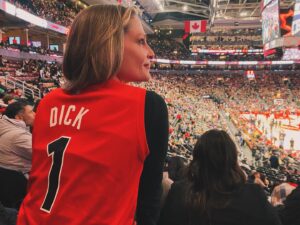 Tara Spencer-Nairn Instagram - DICK PIC!

Felt pulling out the red dick was appropriate for Valentine’s Day!!

Thank you @gradey for making all my Dick joke dreams come true…..now penetrate the rim and put it in DICK! 💦 🍆 

@raptors