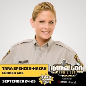 Tara Spencer-Nairn Instagram - THIS WEEKEND!!!!! @hamiltoncomiccon !
…..and yes, I’m shorter in person. 

#cornergas #hamiltoncomiccon #thehammer #karenpelly