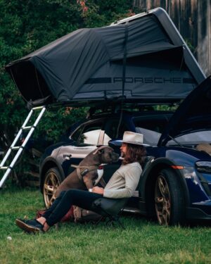 Taylor David Instagram - You don’t have to go far in life, to go up in life. (But a Bodhi and a Porsche helps with the journey ;)

@porschecanada 🇨🇦 Morning Glory Farms 

#75YearsPorsche #DrivenByDreams #SoulElectrified #Taycan4SCrossTurismo