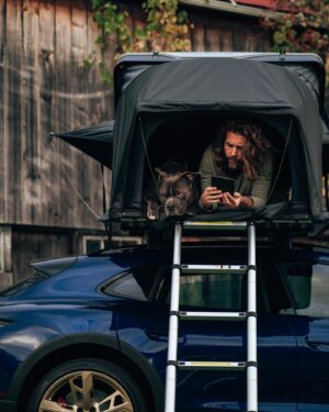 Taylor David Instagram - You don’t have to go far in life, to go up in life. (But a Bodhi and a Porsche helps with the journey ;)

@porschecanada 🇨🇦 Morning Glory Farms 

#75YearsPorsche #DrivenByDreams #SoulElectrified #Taycan4SCrossTurismo