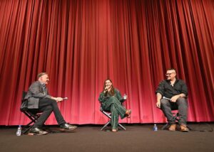 Tazbah Chavez Instagram - 11/4 — Thank you @uclaaisc x @uclaftvarchive for bringing @sterlinharjo and I out to screen @rezdogsfx episodes. As a UCLA alum, it meant a lot to screen our work there. I used to stand at the top of Janss steps and wonder how I was going to make an impact on the world, like ucla makes you believe you can. I would have never dreamt it would be through telling Rez stories with my brother, Sterlin — who I once drank 40s with and read poems to near campus at a time we were both feeling like outsiders in a place like LA. This was one of many full circle moments I had during Native American Heritage Month. What an honor to be blanketed on that stage 🩵💛thank you to @drdavidshorter for moderating a thoughtful conversation and an extra special thank you to @tachiiniiphotography for gifting us with feathers 🥹 appreciate you and all the work you do for the community.
