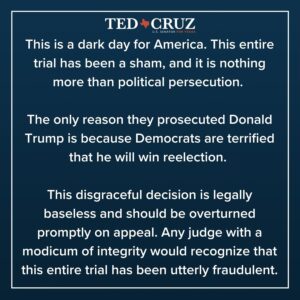 Ted Cruz Instagram - RELEASE: My Response To The Trump Verdict