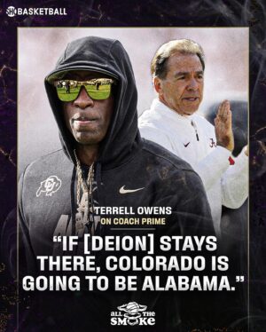 Terrell Owens Instagram - There’s no limit to where Coach Prime can bring Colorado.

@terrellowens thinks Deion can turn Colorado into THE college football powerhouse.

Full episode with TO is available now on the @shobasketball YouTube. 💨