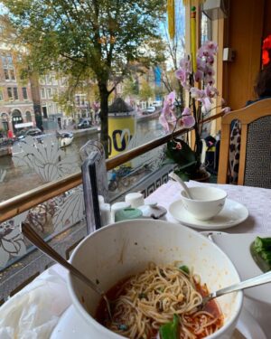 Tess Gerritsen Instagram - Dan-dan noodles. Amsterdam. Happy.