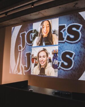 Tessa Bonhomme Instagram - Thanks to everyone who came out to our @jocksinjills launch party and especially to the sponsors who made it possible. 🥳 Reminder our first TWO episodes are live NOW! 
🪽@redbull provided the space and more support than we can begin to thank them for
🍕 incredible food provided by the wonderful @sanremobakery 
🍻 drinks provided by @molsoncanadian
📸 photos by the lovely @sarahholmanphoto