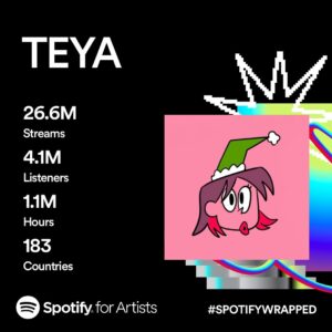 Teya Instagram - i can‘t even comprehend what i‘m seeing..
thank you so much, to every single person that listened to my songs this year! i know these numbers are contributed to eurovision and i might not see these again for a long time, but this still means the world and if i could hug every single one of you, i would! hopefully some of you will stick around to hear my new stuff in 2024. love you all ♥️