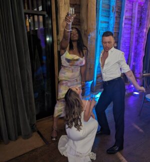 Thanyia Moore Instagram - Wedding 👏🏾 Season 👏🏾 Has 👏🏾 Begun 👏🏾 

If you didn't know by now, I used to be a dancer teacher. And yesterday, one of my oldest and dearest students (she's now a friend), got married to the love of her life. It was so beautiful to watch 🥰

It was also nice to see other students I had seen in YEARS! 🫶🏾

To see everyone grown, married, living their best lives... was 🥹🥹

Anyway, here are a few snaps and a vid that gives a small glimpse into how we've kept our relationship together for over 20 years... And I wouldn't change a thing 💜💜💜

(Slide 10 warning: she planned an outfit to get changed into and left it at home 🤦🏾 so she ran to Sainsbury's and this was the best she could do 👀😭😂)

To many years of happiness to Matt and Leanne 💜