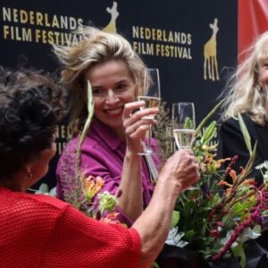 Thekla Reuten Instagram - There’s a cute lane in Utrecht where we Dutchies have our WalkOfFame… I am honoured to have a Golden Tile there now, a tradition when you have won the Best Actor Award. Thankyou very much dear @nederlandsfilmfestival  Thankyou @_martijn_dejong_ @awoooooh @oakmotion and the whole team for Narcosis. I hope people walking that street will see names of films and actors and decide to watch the films and celebrate storytelling! And for tonight: a very brilliant opening of the 2023 Festival with SweetDreams! #storytelling