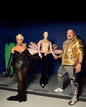 Thierry Mugler Instagram - @iamcardib ✨♥️✨Double Take!  2nd archive look -
« Since the first time I heard your genius name, I was seduced. Then we did this legendary high class show at the #Grammys. Totally in love with with you, and now I adore you!!! Your talent, excellent taste, true honest beautiful personality and beauty !! Cardi you are brillant !! » - Manfred 
.
.
.
Thierry Mugler : Couturissime, opening party in Paris @madparis
-
@iamcardib wears a dress from Mugler Archives 1997 ” Les Insectes” Archives by @manfredthierrymugler.
-

An exhibition initiated, produced and circulated by the Montreal Museum of Fine Arts @mbamtl in collaboration with Mugler which restored the designer’s heritage couture and ready-to-wear pieces.
Presented by the Musée des Arts Décoratifs de Paris @madparis with the support of the Maison Mugler.
-
An exhibition curated by @thierrymaximeloriot guest curator for the Montreal Museum of Fine Arts.
-
Photographer @zefashioninsider for Mugler
#mugler #muglerarchives