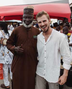Thomas Brag Instagram - First trip to West Africa 🌍 my 60th country and an enlightening experience as we searched to understand the funerals of Ghana 🇬🇭 

Complex, filled with grief but also dance, music and celebration my friend Svenja from @storiesmatter told me a year ago about the “happiest funerals in the world”. One year later we arrived to find their story.

Within a day we ended up in a Royal Funeral of a “Queen Mother”. I felt welcomed despite the sensitive circumstances and sensed a genuine desire to connect from so many locals. Many asking if we could stay friends.

The first picture is with a local Chief named Moro. At first I was intimidated from far away by the leader energy he was commanding. I eventually went up to shake his hand and he turned out to be immensely kind and eager to tell me about his culture. We spoke for about 30 minutes and danced.

Grateful that the stories continue to find us and to be given the ability to do what I do.

As we approach the end of 2022 and the thought of turning 30 next year is very much present in my mind, I’ve felt myself sinking more and more into a reflective headspace. Many lessons to digest, deeply transformative moments to absorb and a new decade to define.

But for now, a few more adventures left for 2022. Towards Central Africa we go… Can you guess which country? 🤲

📸 by @storiesmatter