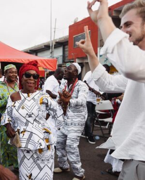 Thomas Brag Instagram - First trip to West Africa 🌍 my 60th country and an enlightening experience as we searched to understand the funerals of Ghana 🇬🇭 

Complex, filled with grief but also dance, music and celebration my friend Svenja from @storiesmatter told me a year ago about the “happiest funerals in the world”. One year later we arrived to find their story.

Within a day we ended up in a Royal Funeral of a “Queen Mother”. I felt welcomed despite the sensitive circumstances and sensed a genuine desire to connect from so many locals. Many asking if we could stay friends.

The first picture is with a local Chief named Moro. At first I was intimidated from far away by the leader energy he was commanding. I eventually went up to shake his hand and he turned out to be immensely kind and eager to tell me about his culture. We spoke for about 30 minutes and danced.

Grateful that the stories continue to find us and to be given the ability to do what I do.

As we approach the end of 2022 and the thought of turning 30 next year is very much present in my mind, I’ve felt myself sinking more and more into a reflective headspace. Many lessons to digest, deeply transformative moments to absorb and a new decade to define.

But for now, a few more adventures left for 2022. Towards Central Africa we go… Can you guess which country? 🤲

📸 by @storiesmatter