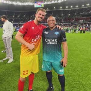 Thomas Brag Instagram - Growing up, football players were the DEFINITION of unreachable, even more than movie stars. We’d play at recess at school, then of course FIFA at home where we’d pass the ball to the fastest players and make a run for it.

Fast forward 15 years and somehow I got to play with and against several childhood heroes while raising funds for education.. Kaka, Hazard, Roberto Carlos, Drogba, Villa, Makelele, Tim Cahill, Arsene Wenger, Antonio Conte… Doesn’t make any sense.

To be honest I hadn’t ran on a pitch in 10 years and feeling my rusty 30-year-old legs motivated me a TON to get back into better cardio. (Don’t tell anyone I got nutmegged to then concede a goal pls).

My favorite part however was the small interactions: getting a 5min sports massage before the game next to Drogba then jumping in his arms once he scored 😅 talking in the hallway with Eden Hazard, or trying to convince Antonio Conte to let me back on the pitch..

Once in a blue moon we get these seemingly impossible to open doors flung open, and this was a wild one. Grateful for the experience and for the millions of dollars raised 🙏