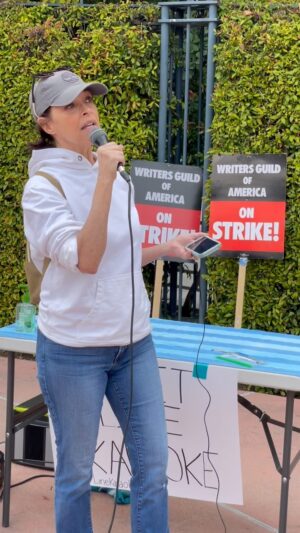 Thomas Ian Griffith Instagram - Picket line karaoke at Disney today! My wife couldn’t resist…

#wgastrong