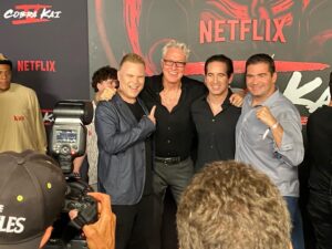 Thomas Ian Griffith Instagram - Terry Silver with the three great minds who brought him back to life! 
@cobrakaiseries @netflix