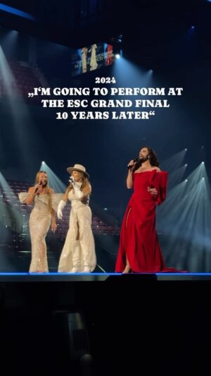 Thomas Neuwirth Instagram - Can‘t believe it already has been 10 years exactly TODAY! Happy 10 years @eurovision win! And make sure to not miss the Grand Final tomorrow to see some magic happening with these two LEGENDS @laperrelli & @carolaofficiell