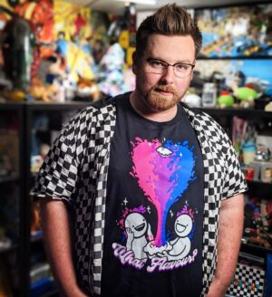 Thomas Ridgewell Instagram - 🏳️‍🌈 Happy Pride month, y'all! I baked you a pie. What flavour? Bi flavour! I joked about making this shirt a couple years back and you've been asking for it ever since so I figured we'd raise a lil' cash for charity by releasing it for this month only and donating 150% of the profits to @aktcharity - an LGBTQ  youth homelessness support organisation. You can get it in my merch store (sharkrobot dot com slash asdfmovie). If the shirt isn't your thing or you wouldn't be able to wear it openly yet, please still check out the charity and consider donating to them anyway since they do such great work. 💜
