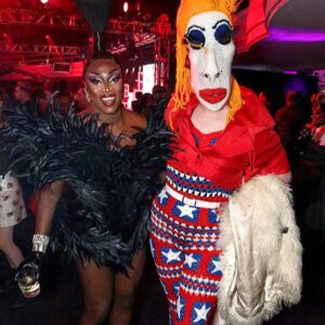 Thorgy Thor Instagram - You betta CROCHET!….. across the red carpet at the @rupaulsdragrace Season 16 premiere in NYC 👠👠👠. Had a blast with the dolls. ❤️🤍💙 #rupaulsdragrace #crochet #redcarpet