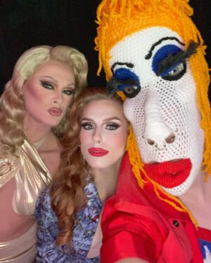 Thorgy Thor Instagram - You betta CROCHET!….. across the red carpet at the @rupaulsdragrace Season 16 premiere in NYC 👠👠👠. Had a blast with the dolls. ❤️🤍💙 #rupaulsdragrace #crochet #redcarpet