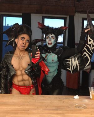 Throb Zombie Instagram - Hey we saw you from across the room, and it’s okay babe. You’re horny for drag kings. Just breathe. Everyone is. 🔥🦇
.
.
Oh and tip us a $20 because me and Kreme are getting pizza after the gig.
.
.
Adore this sweet dude/personification of a pelvic thrust. 🖤🖤 
.
.
#drag #dragking #dragkingofinstagram #dragkings
