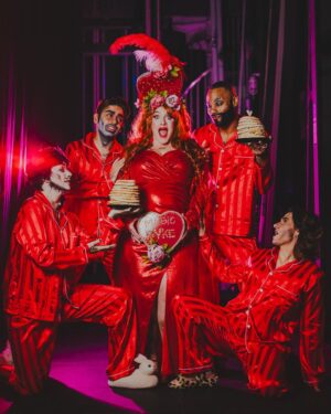 Throb Zombie Instagram - But does he bring you breakfast in bed?
.
.
Magic Dyke’s second annual Boyfriend Overload was romantic, sensual, sexy, and, yeah, a little weird. We loved every moment of it, and it sounded like our sold out audience did too. 🌹🖤🥞
.
.
Working with @mosesianarts to up the production for @magicdyke.newengland events has been a dream. 🖤🖤🖤 Can’t wait to show off all of our hunky boys and babes through this killer gallery from @amandamacchiaphoto !
.
Featuring our host(seven years of hosting Magic Dyke!!) Ginny Nightshade, and her lovestruck boyfriends Throb Zombie, Whorey Feldman, Rusty Hammer, and KVNG Neptune
