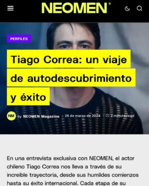 Tiago Correa Instagram - Agradecer es el respeto por y para aquellos que te logran ver con honestidad….

Gracias @neomenmx por esta entrevista sincera.

Se las junto con varias fotos que hicimos.