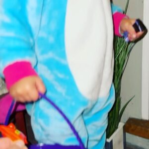 Tiffany Dupont Instagram - Baby’s first time asking for that caaaaandy. 🩵🦄🦄
•
•
•
#Happyhalloween #blue #unicorns #easiestcostumeever