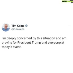 Tim Kaine Instagram - I’m deeply concerned by this situation and am praying for President Trump and everyone at today’s event.
