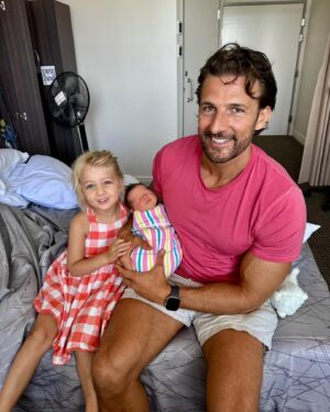 Tim Robards Instagram - It’s been a BIG few days with a few speed bumps to test us out but coming up for air and can now introduce you to RUBY ROBARDS! 
Mum and Ruby are doing well now, Dad has a few more greys (which will miraculously turn brown intermittently, and Elle is being an unbelievable big sister and even better midwife. 
Hearts are full ❤️ 
Thank you to eeeeveryone at the hospital who has helped! The docs and nurses here have all been beyond amazing and we are forever grateful 🥹