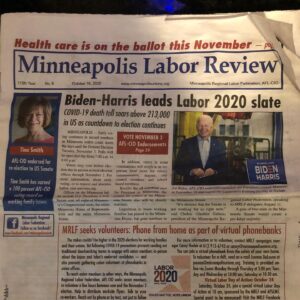 Tina Smith Instagram - 📰 The front page of the Minneapolis Labor Review. Proud to stand with Minnesota labor and honored to be endorsed by @mnaflcio. 13 days.