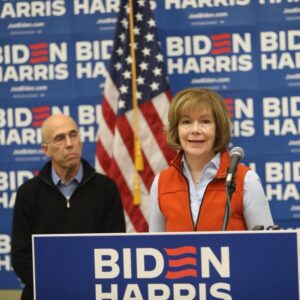 Tina Smith Instagram - Fun (and frigid) day in Iowa making the case for Joe Biden with @JBPritzker and Jeffrey Katzenberg!