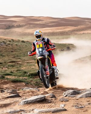 Toby Price Instagram - Stage 8 🏁 5th
Overall ⏱️ 6th
No major mishaps or mistakes today, the first half was all dunes and sand, then after a long liaison we went into the second part of the stage, which was all stones and off-piste tracks and stuff. The caps were a little harder to follow but it felt like we did a pretty decent job there too. 5th gives us a good position for tomorrow, we’ll keep pushing…
#Dakar2024