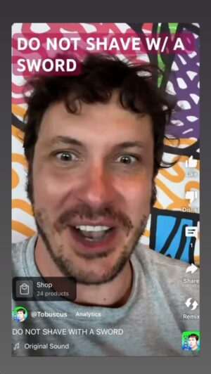 Toby Turner Instagram - DO NOT SHAVE WITH A SWORD ⚔️ 🩸 ☠️