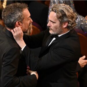 Todd Phillips Instagram - How ‘bout our boy last night? And our girl Hildur!? Couldn’t be prouder to have these two represent the entire Joker cast and crew. Say what you want about the film— but there is simply NO ONE like Joaquin Phoenix. “Run to the rescue with love and peace will follow.” #joker #oscars #allihavearepositivethoughts