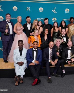 Toheeb Jimoh Instagram - Emmys 2022 💫

I'm so proud of my TedLasso family! Yesterday was 🤯🤯

Suit: @dior
Styling: @ysmnsabri 
MUA: @chousner 
Hair: @theshaveplace 

#Emmys2022 #toheebjimoh #Samobisanya #tedlasso
