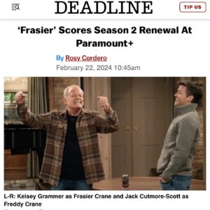 Toks Olagundoye Instagram - 🙊

#repost: @frasier “Life’s callin’ again. Frasier Season 2 has entered the building. 🍻” 

I’ve loved a lot of projects and a lot of work pals, but I can honestly say that I’ve never felt more like a work family than with these amazing humans. I could not be more honored, grateful and thrilled!. It’s just fun, good times, support, love and laughter all day every day. I’m so excited to get back to work😊