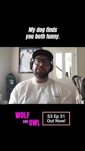 Tom Davis Instagram - S3 Ep 31: Friday Bonus & A Right Hotel Mess. Extra email episode ready for your ears right now. Who knew Rom and Tom had a canine super-fan?! 🐺🦉🎉